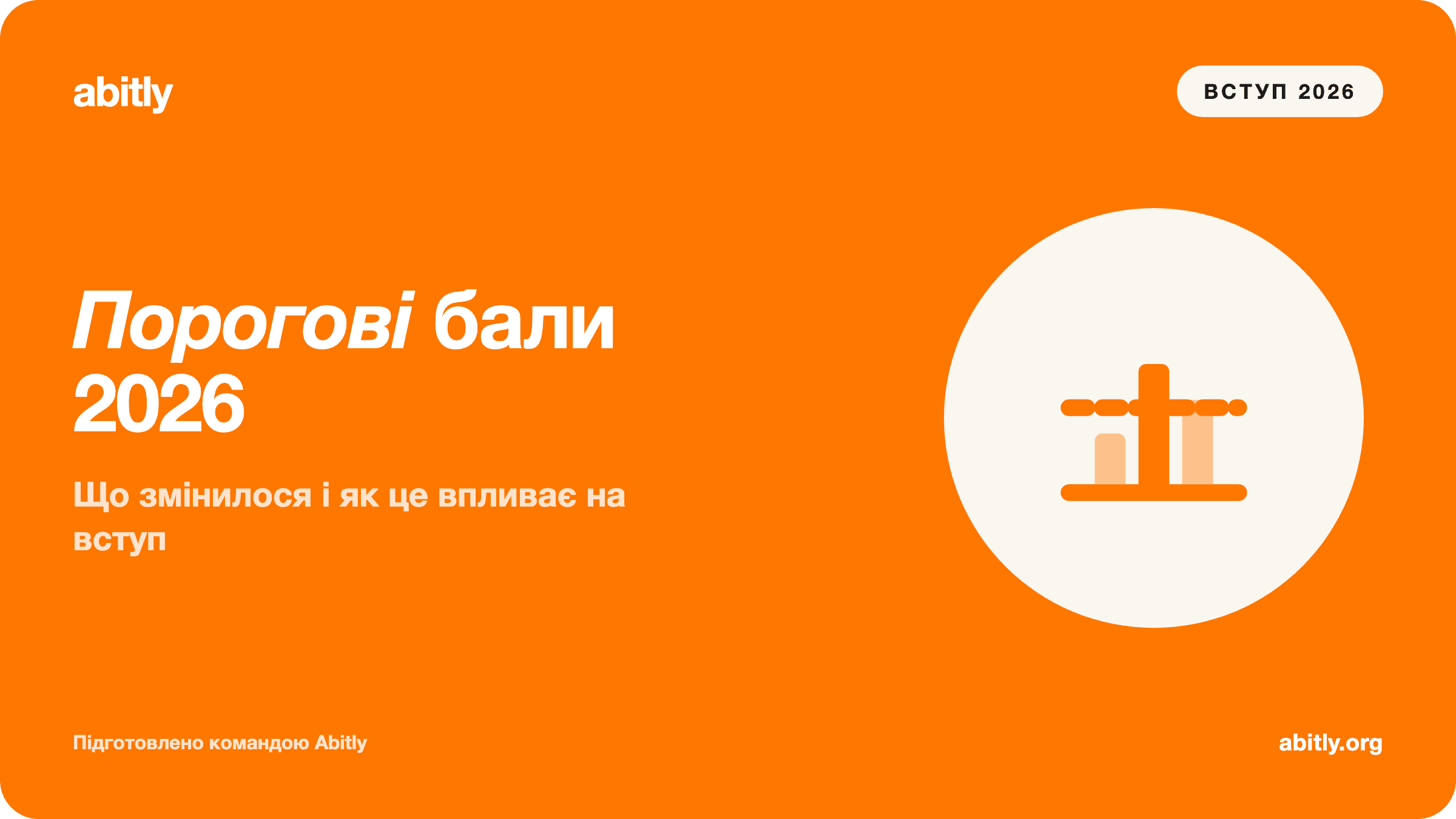 Обкладинка статті «Порогові бали НМТ 2026: що змінилося і як це впливає на всту» — Abitly