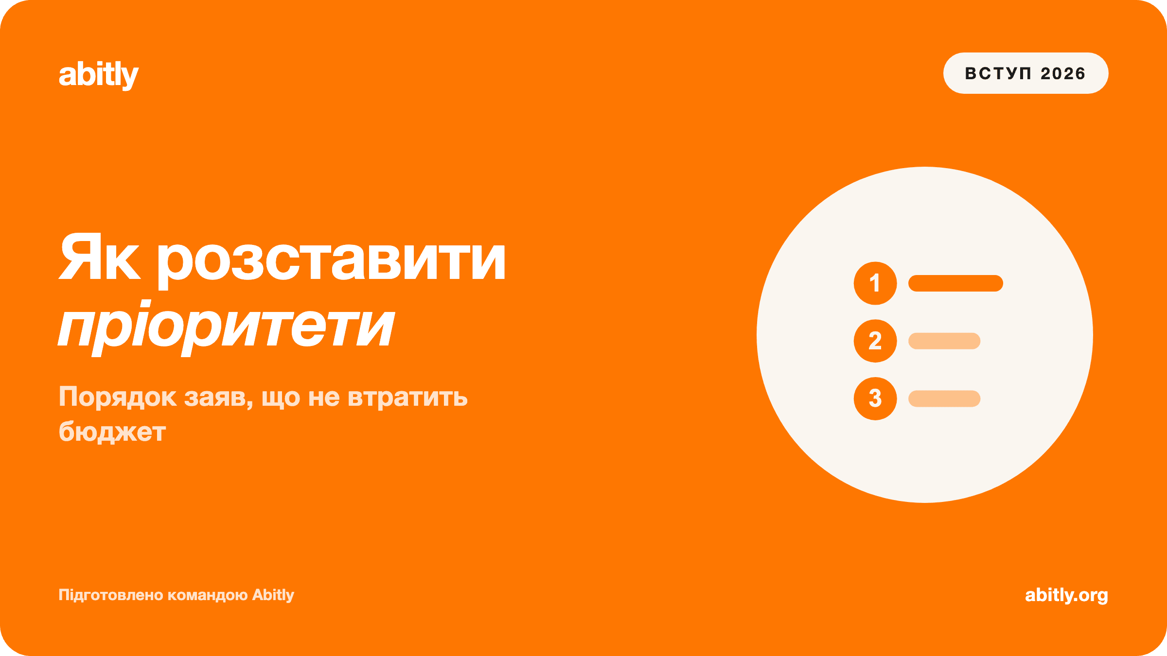 Обкладинка статті «Як розставити пріоритети при вступі 2026: покроковий посібни» — Abitly